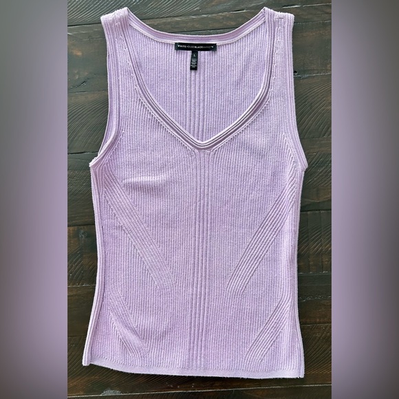 WHBM Y2K Pastel Sweetheart Lilac Ribbed Knit Tank Top Casual Coquette Staple | L - Picture 9 of 12